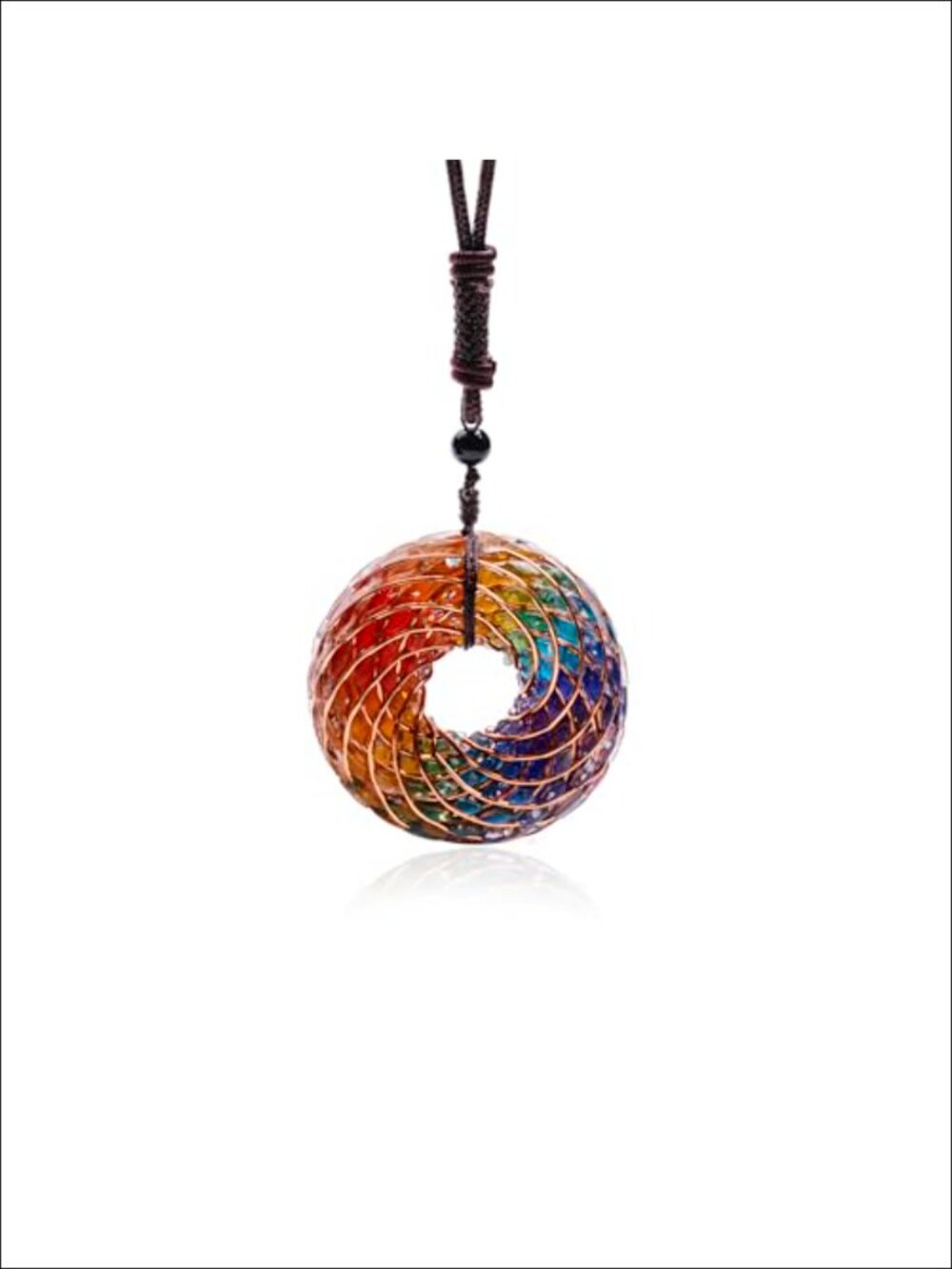Sacred Geometry Chakra Necklace Copper Resin Adjustable Chain Spiritual Energy